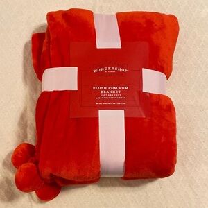Wondershop Red Plush Pom Pom Blanket